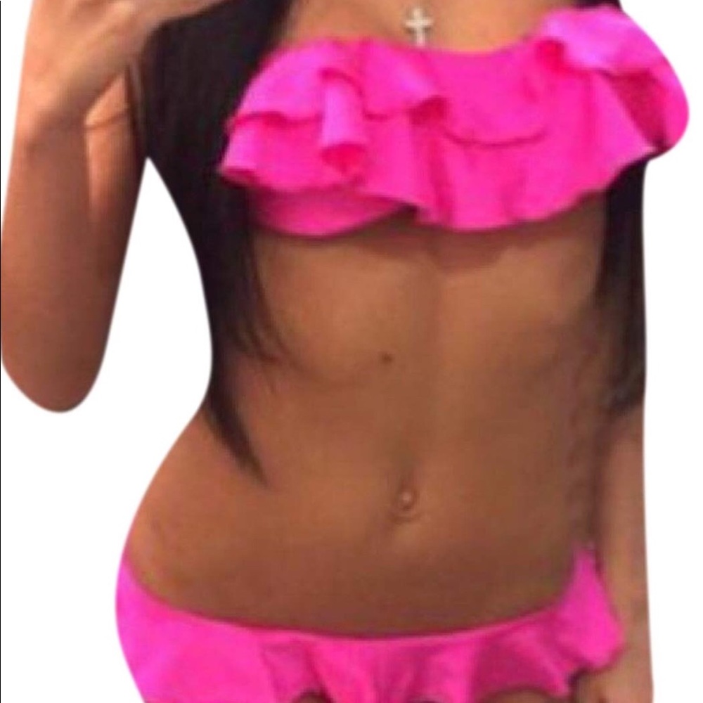Women's Pink 2pcs Set Swimsuit Size XL fits like M